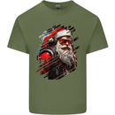 Cyberpunk Santa Claus Christmas Xmas Mens Cotton T-Shirt Tee Top Military Green