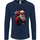 Cyberpunk Santa Claus Christmas Xmas Mens Long Sleeve T-Shirt Navy Blue