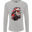Cyberpunk Santa Claus Christmas Xmas Mens Long Sleeve T-Shirt Sports Grey