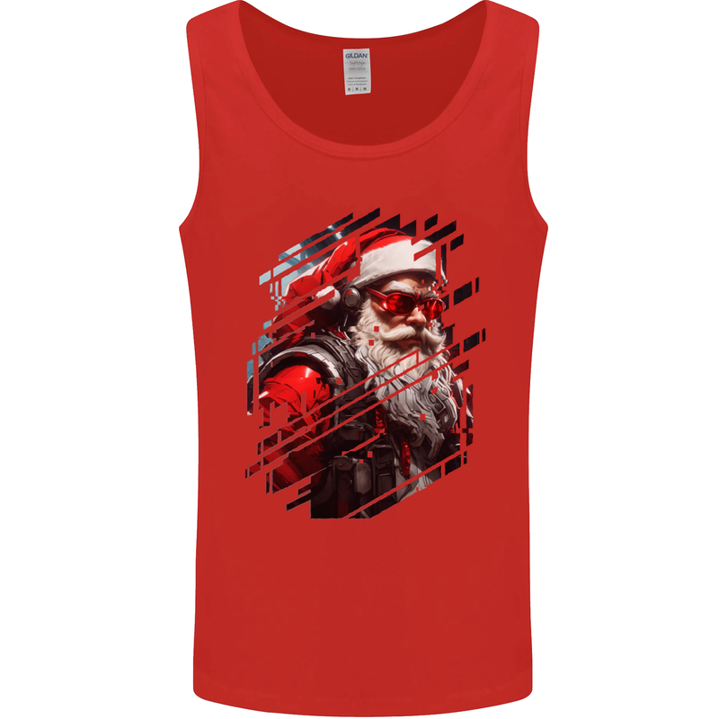 Cyberpunk Santa Claus Christmas Xmas Mens Vest Tank Top Red