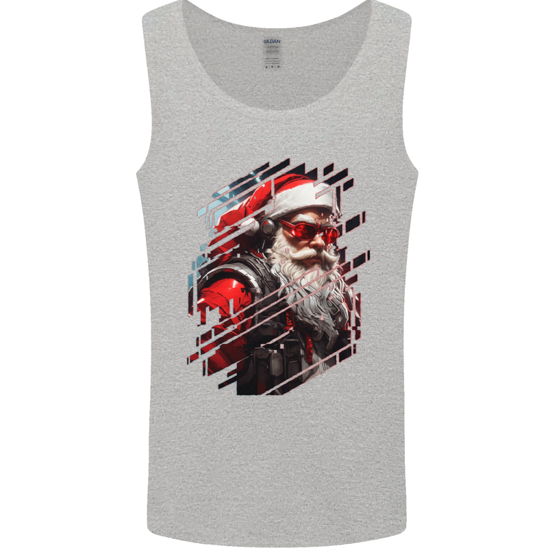 Cyberpunk Santa Claus Christmas Xmas Mens Vest Tank Top Sports Grey