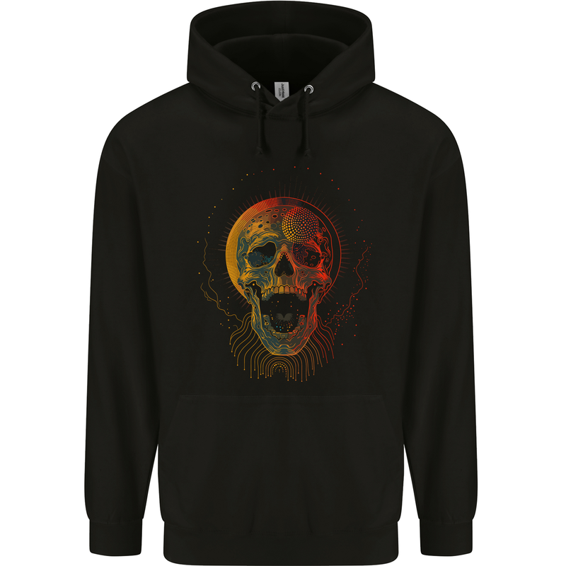 Cyberspace Skull Childrens Kids Hoodie Black