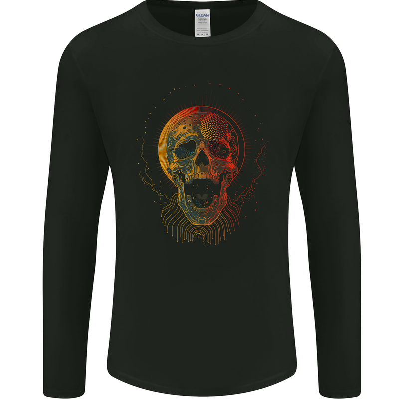 Cyberspace Skull Mens Long Sleeve T-Shirt Black