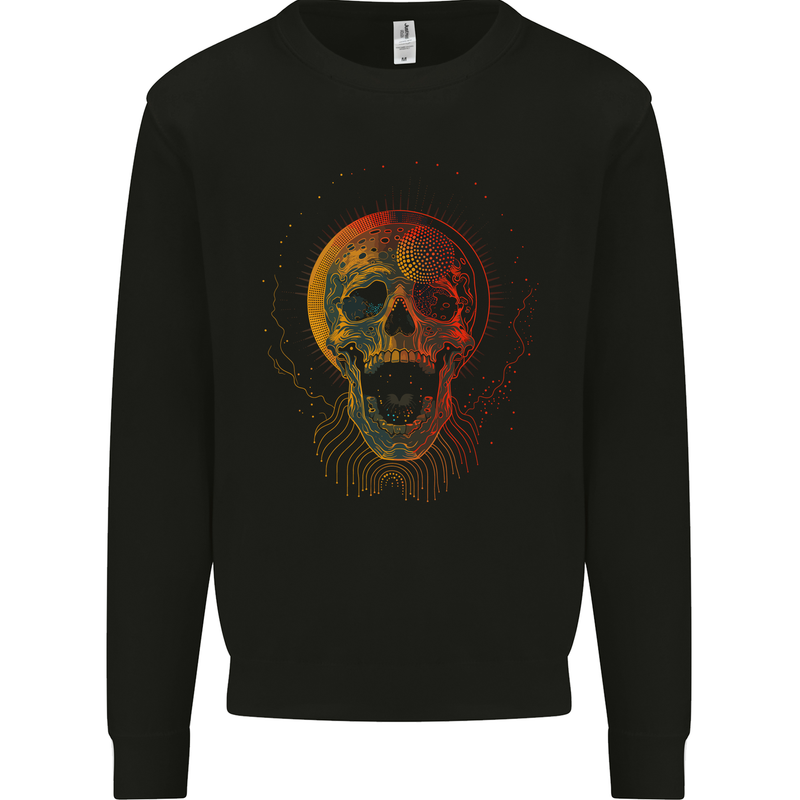 Cyberspace Skull Mens Sweatshirt Jumper Black