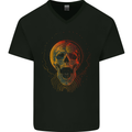 Cyberspace Skull Mens V-Neck Cotton T-Shirt Black
