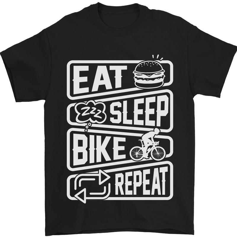 a black t - shirt that says eat sleep bike repeat