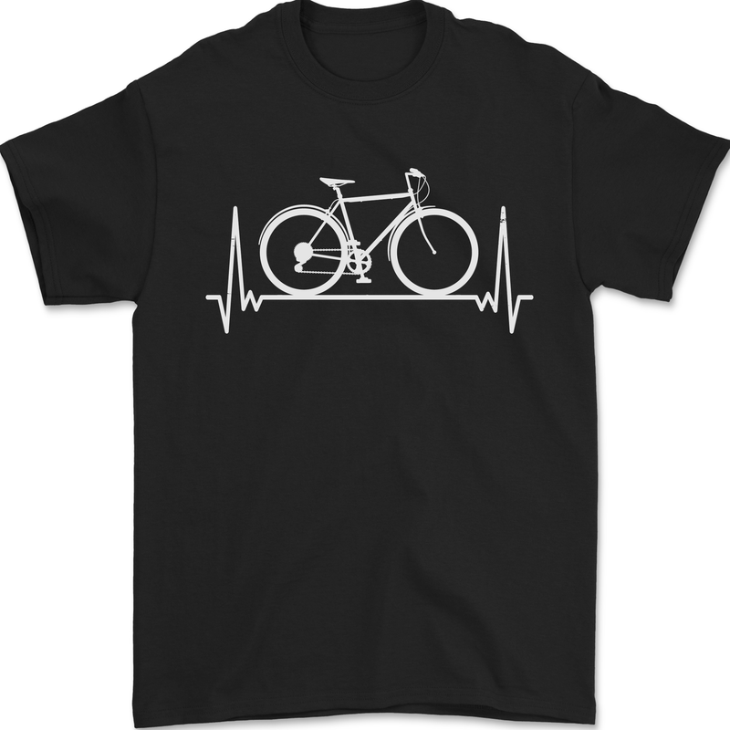a black t - shirt with a white bicycle on it