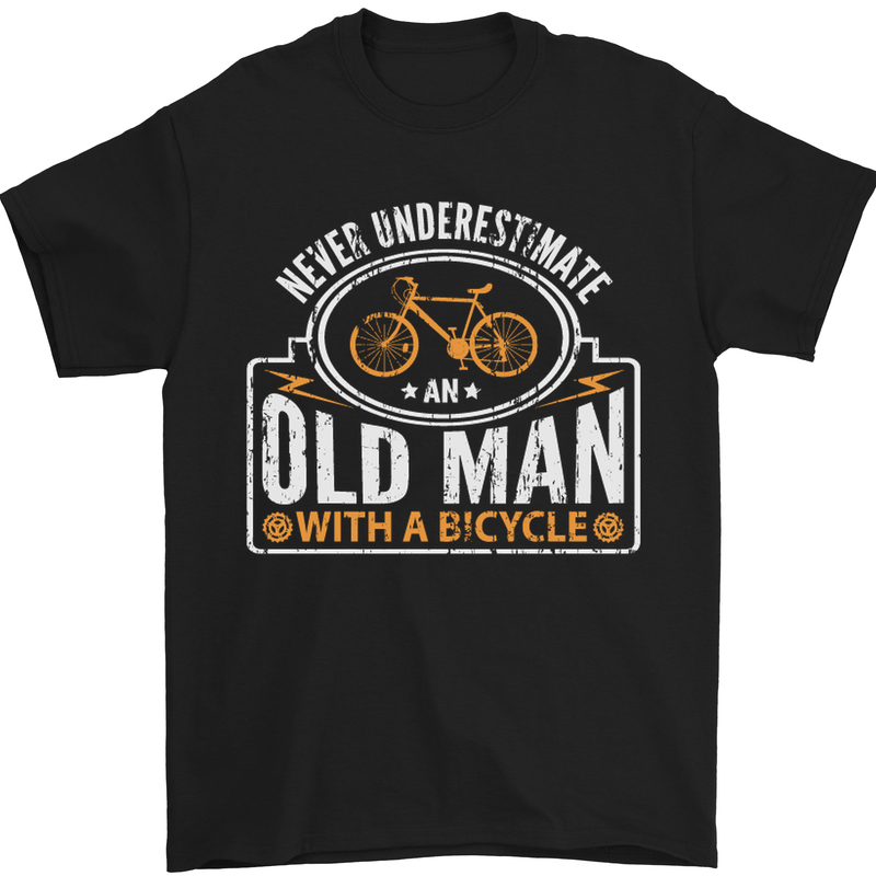 an old man with a bicycle t - shirt