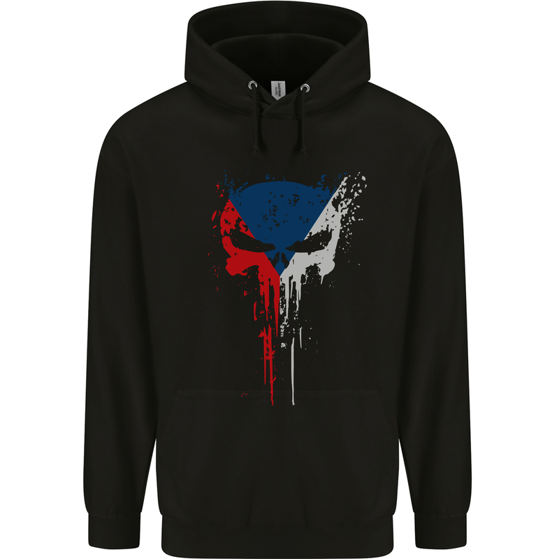 Czech Skull Gym Training Bodybuilding Mens 80% Cotton Hoodie Black