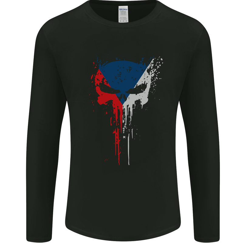 Czech Skull Gym Training Bodybuilding Mens Long Sleeve T-Shirt Black