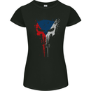 Czech Skull Gym Training Bodybuilding Womens Petite Cut T-Shirt Black