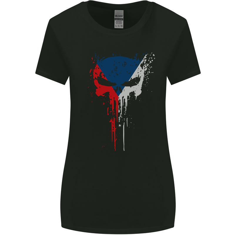 Czech Skull Gym Training Bodybuilding Womens Wider Cut T-Shirt Black