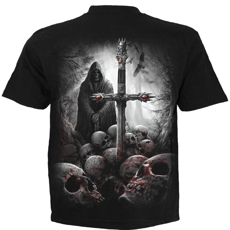Soul Searcher Mens T-Shirt Spiral Direct Grim Reaper Skull Acid Wash