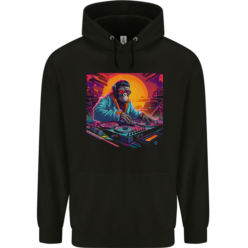 DJ Kong Funny Ape on the Decks Music Mens 80% Cotton Hoodie Black