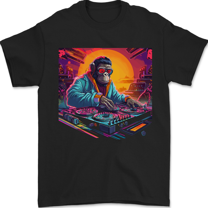 DJ Kong Funny Ape on the Decks Music Mens T-Shirt 100% Cotton Black