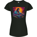 DJ Kong Funny Ape on the Decks Music Womens Petite Cut T-Shirt Black