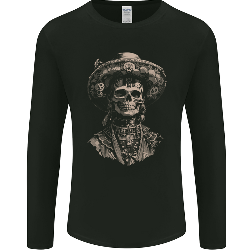 DOTD Day of the Dead Sugar Skull Mens Long Sleeve T-Shirt Black