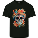 DOTD Flowers Day of the Dead Sugar Skull Mens Cotton T-Shirt Tee Top Black