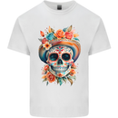 DOTD Flowers Day of the Dead Sugar Skull Mens Cotton T-Shirt Tee Top White