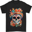 DOTD Flowers Day of the Dead Sugar Skull Mens T-Shirt 100% Cotton Black