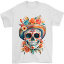 DOTD Flowers Day of the Dead Sugar Skull Mens T-Shirt 100% Cotton White