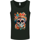 DOTD Flowers Day of the Dead Sugar Skull Mens Vest Tank Top Black