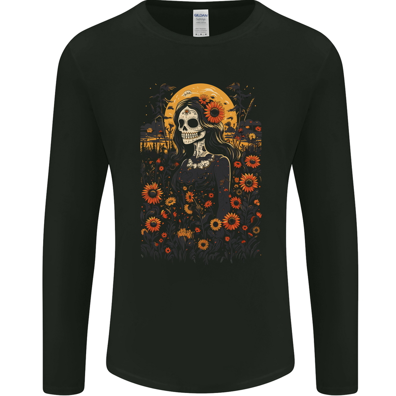 DOTD Sugar Skull Girl Day of the Dead La Catrina Mens Long Sleeve T-Shirt Black