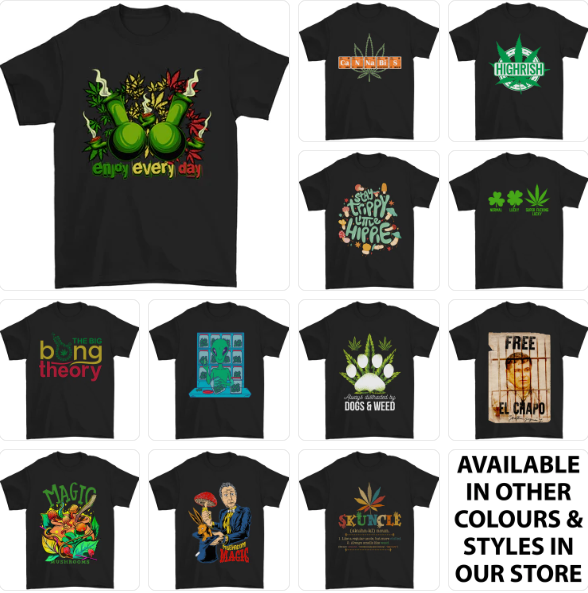 a group of t - shirts with different designs on them