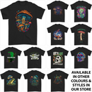 a group of t - shirts with different designs on them