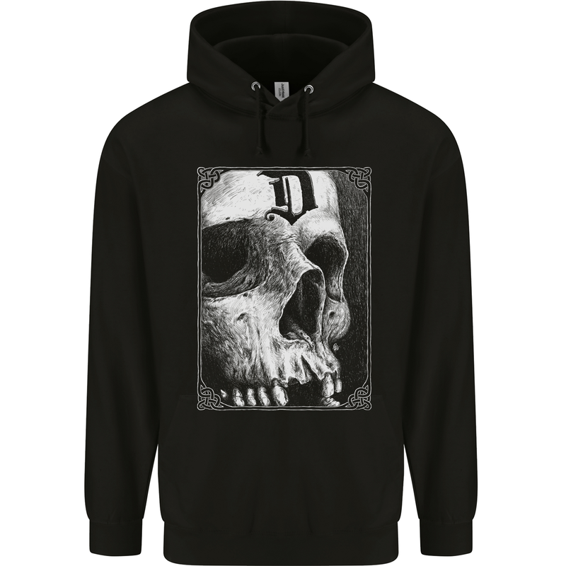 D for Death Skull Heavy Metal Biker Mens 80% Cotton Hoodie Black