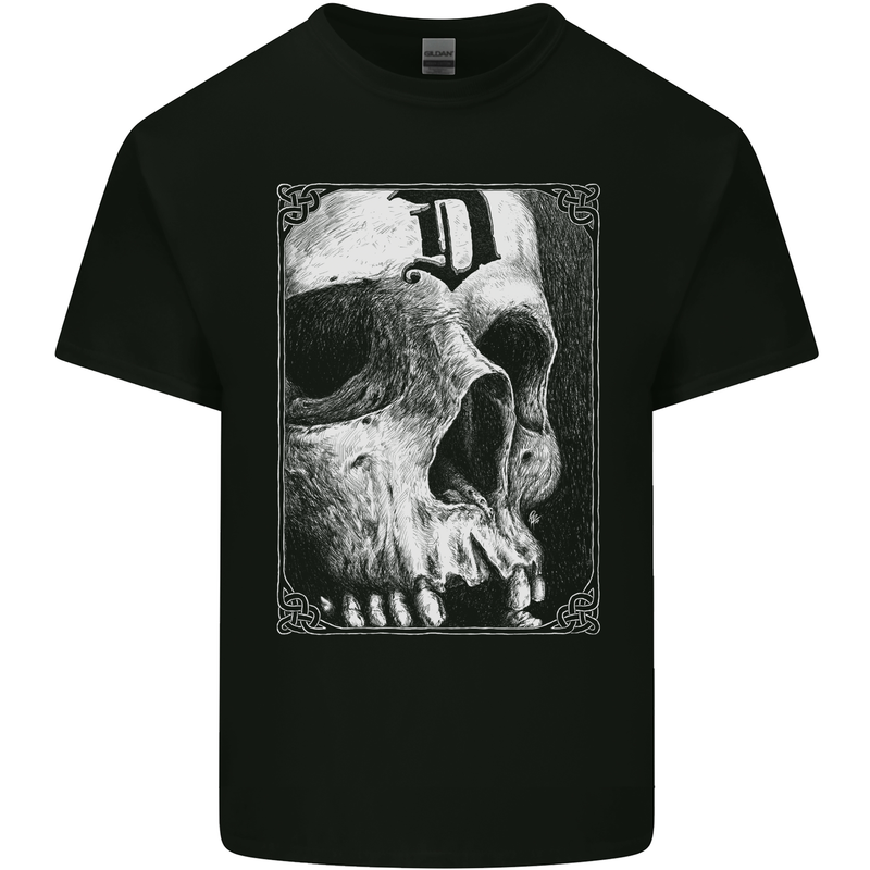 D for Death Skull Heavy Metal Biker Mens Cotton T-Shirt Tee Top Black