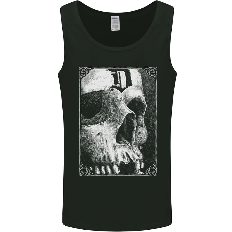 D for Death Skull Heavy Metal Biker Mens Vest Tank Top Black
