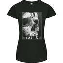 D for Death Skull Heavy Metal Biker Womens Petite Cut T-Shirt Black