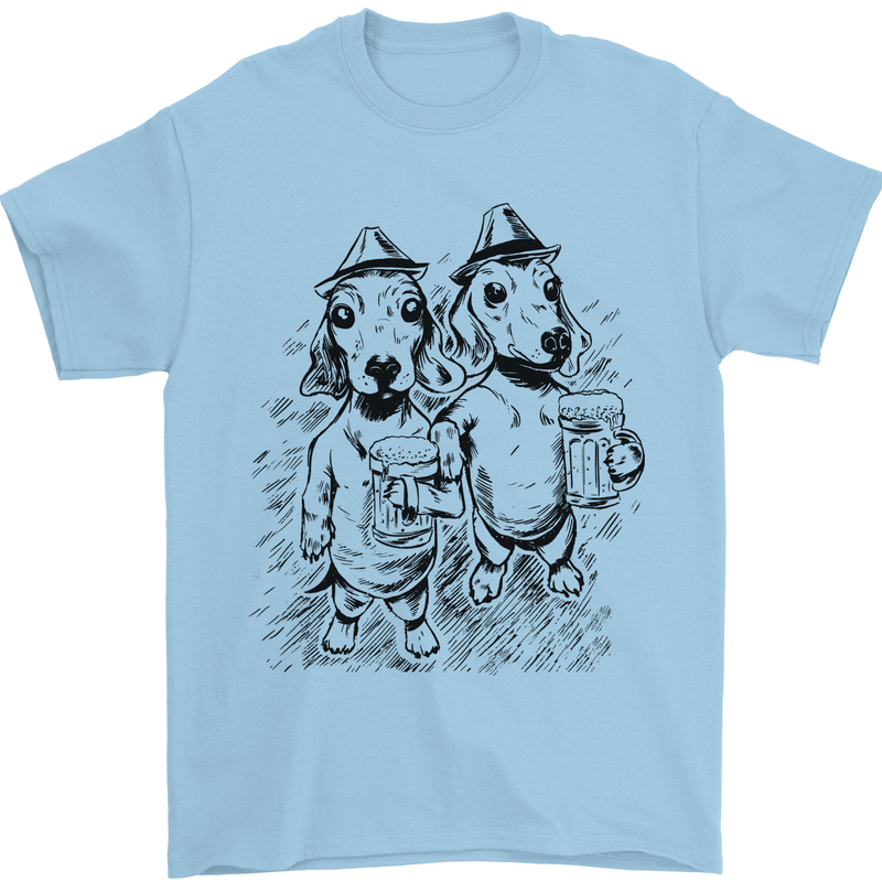 Dachshund Beer Funny Oktoberfest Dog Mens T-Shirt 100% Cotton Light Blue