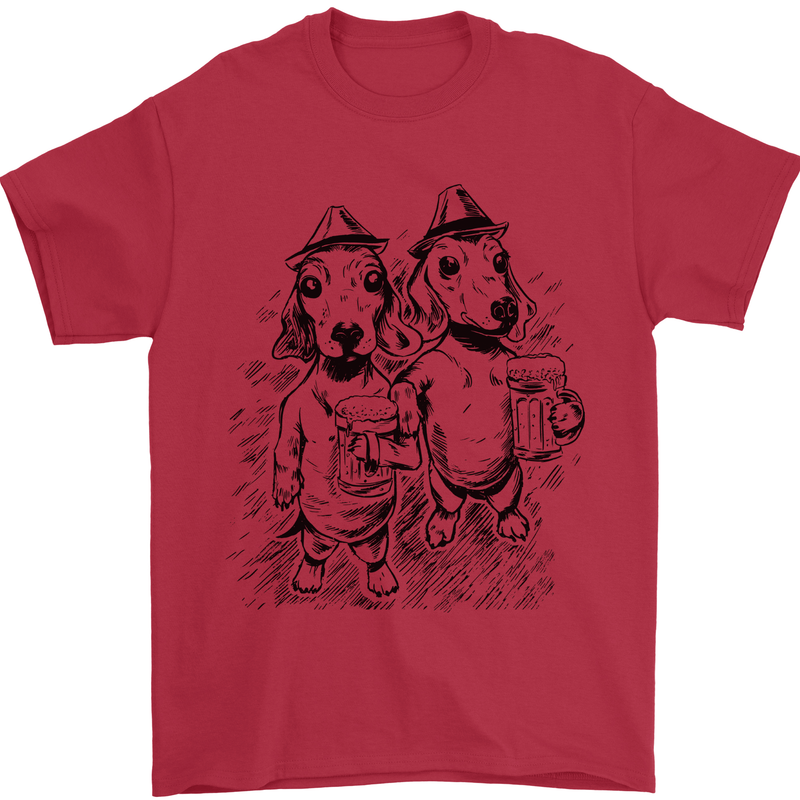Dachshund Beer Funny Oktoberfest Dog Mens T-Shirt 100% Cotton Red