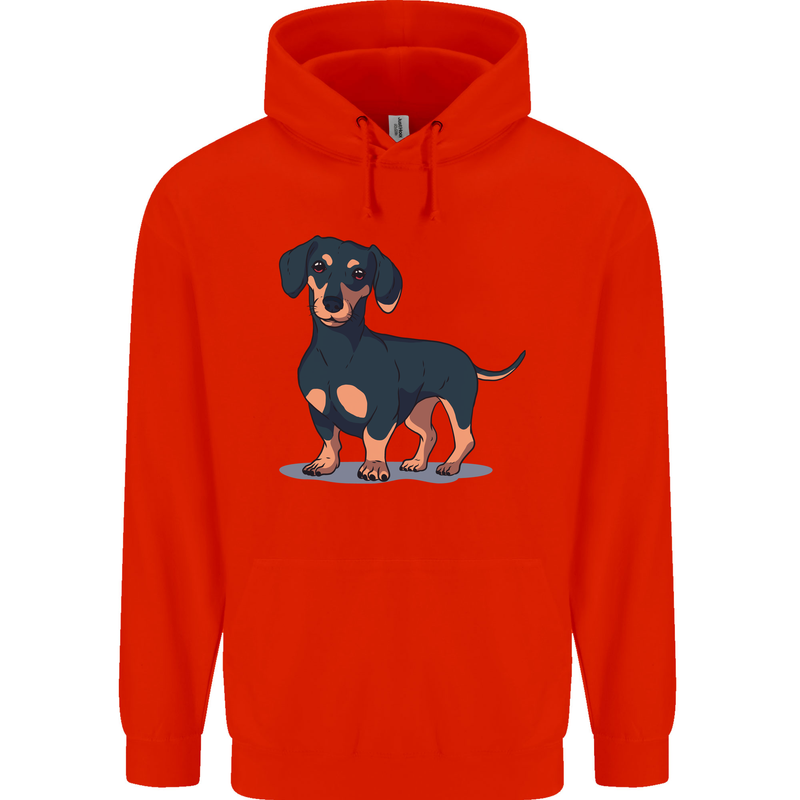 Dachshund Dog Childrens Kids Hoodie Bright Red
