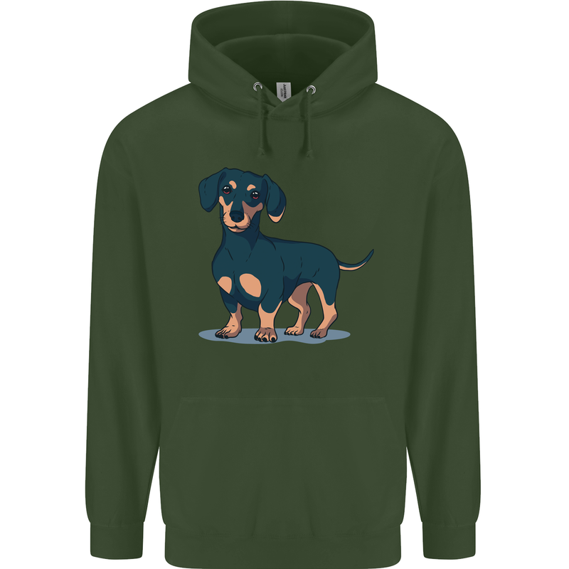 Dachshund Dog Childrens Kids Hoodie Forest Green