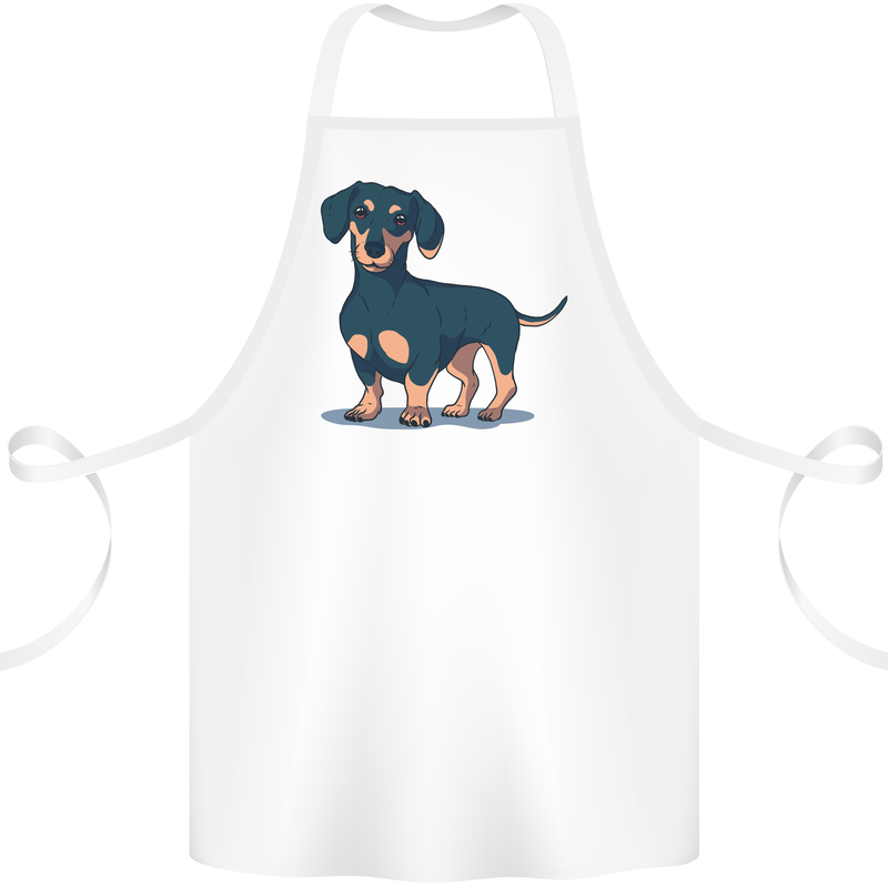 Dachshund Dog Cotton Apron 100% Organic White