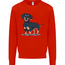 Dachshund Dog Kids Sweatshirt Jumper Bright Red
