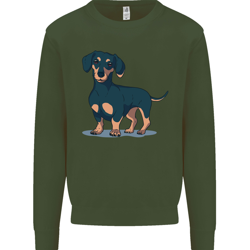 Dachshund Dog Kids Sweatshirt Jumper Forest Green