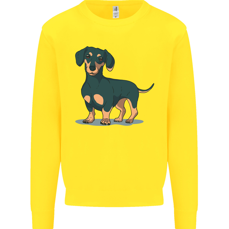 Dachshund Dog Kids Sweatshirt Jumper Yellow