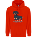 Dachshund Dog Mens 80% Cotton Hoodie Bright Red