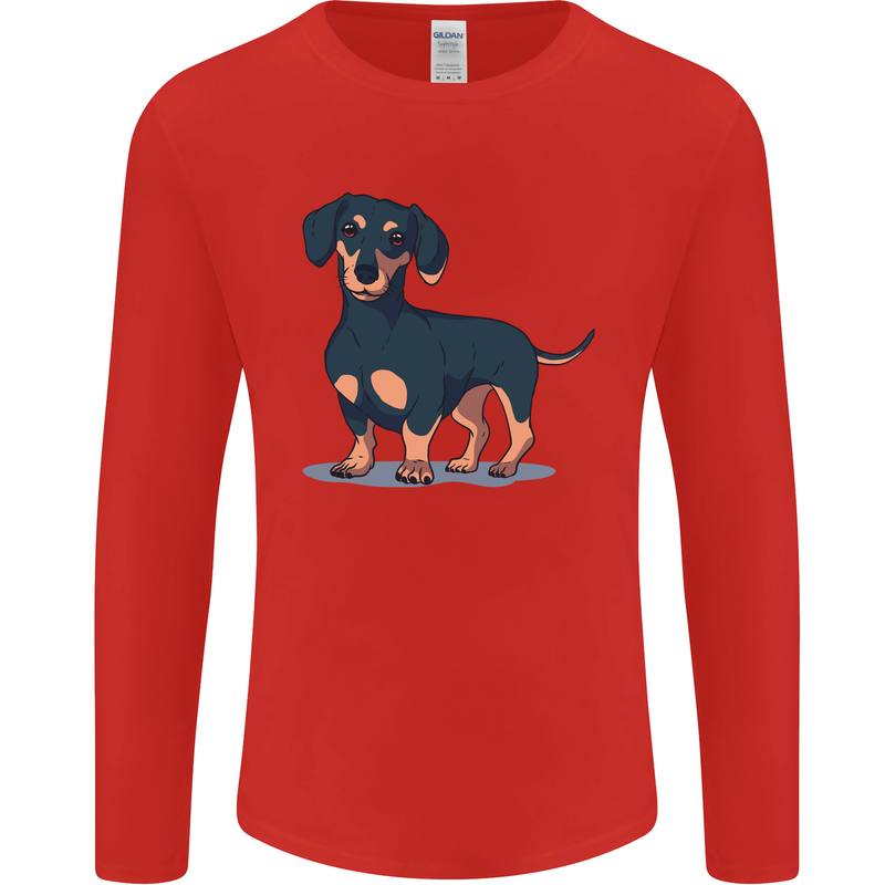 Dachshund Dog Mens Long Sleeve T-Shirt Red