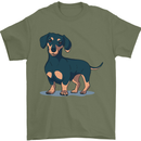Dachshund Dog Mens T-Shirt 100% Cotton Military Green
