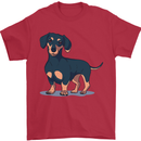 Dachshund Dog Mens T-Shirt 100% Cotton Red
