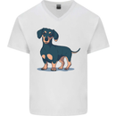 Dachshund Dog Mens V-Neck Cotton T-Shirt White