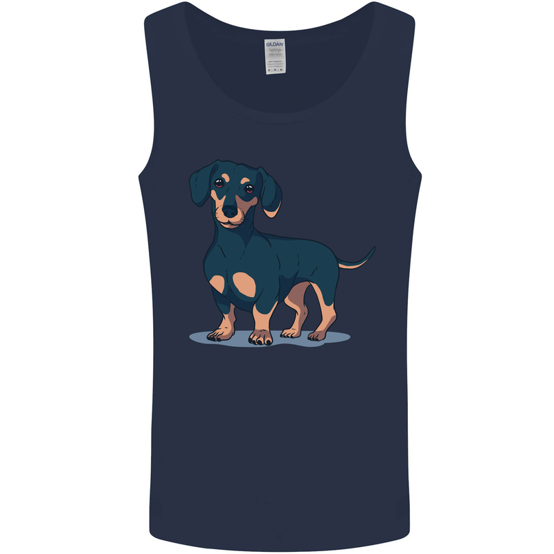 Dachshund Dog Mens Vest Tank Top Navy Blue