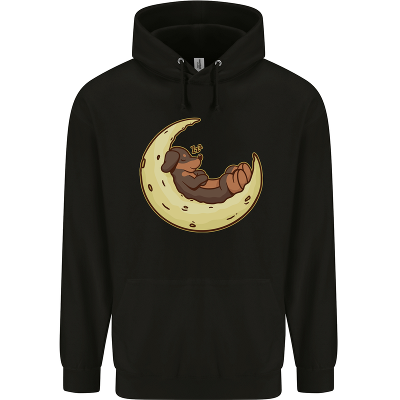 Dachshund Dog Moon Childrens Kids Hoodie Black