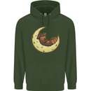 Dachshund Dog Moon Childrens Kids Hoodie Forest Green