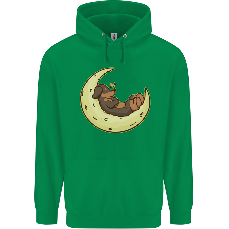 Dachshund Dog Moon Childrens Kids Hoodie Irish Green